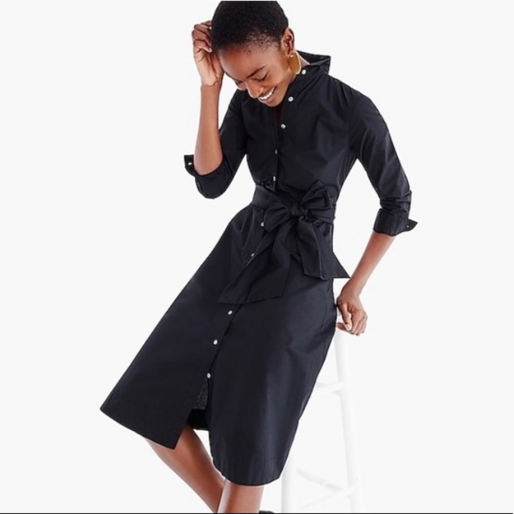 J. Crew Tie Waist Shirt Dress in Cotton Poplin 18